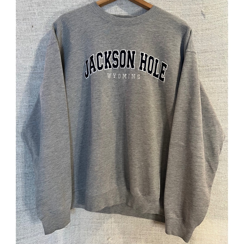 VintageJackson Hole Wyoming Sweatshirt Mens XXL Gray Tackle Twill Crewneck BAC